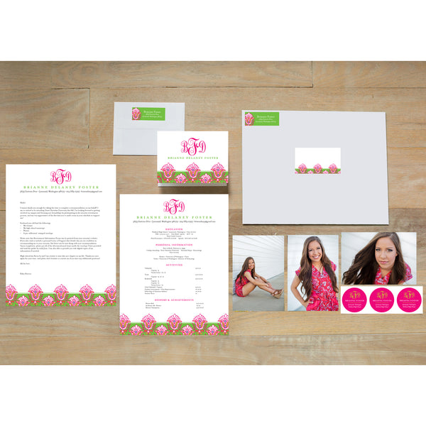 Bright Garden sorority packet shown with presentation envelope