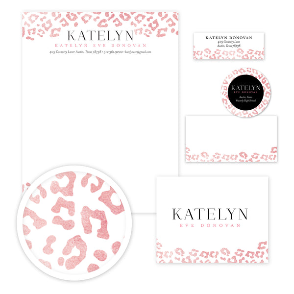 Cheetah Glimmer Stationery Set - Large