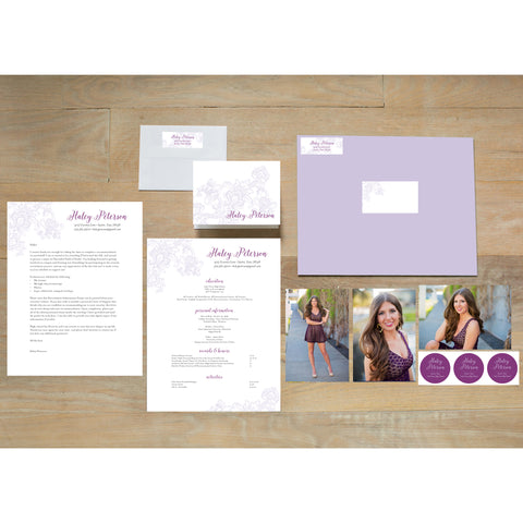 Delicate Lace Sorority Packet shown in Grape & Plum