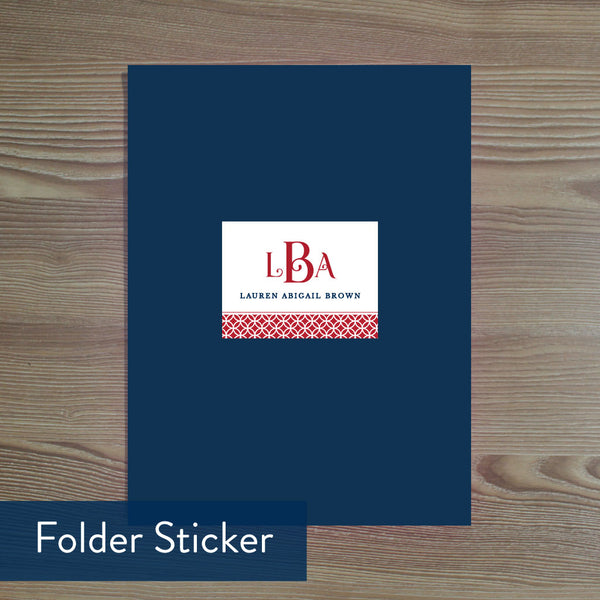 Red Lattice Monogram folder sticker