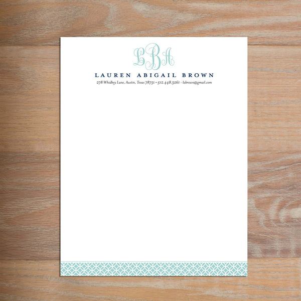 Lattice Monogram social resume letterhead without formatting shown in Pool & Night