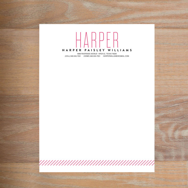 Big Name social resume letterhead without formatting shown in Peony & Black