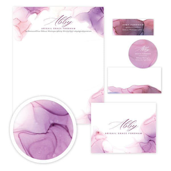 Lilac Wash Stationery Set - Large