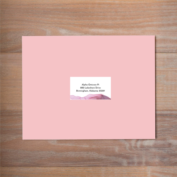 Lilac Wash mailing label shown on Blossom presentation envelope (not included in price but available as an add-on to your purchase)