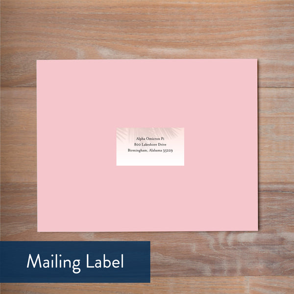 Palm Shadows mailing label