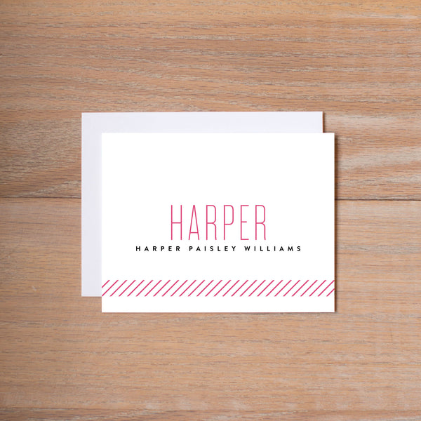 Big Name personal note card (if you choose to print with us, you will also receive envelopes with your note cards)