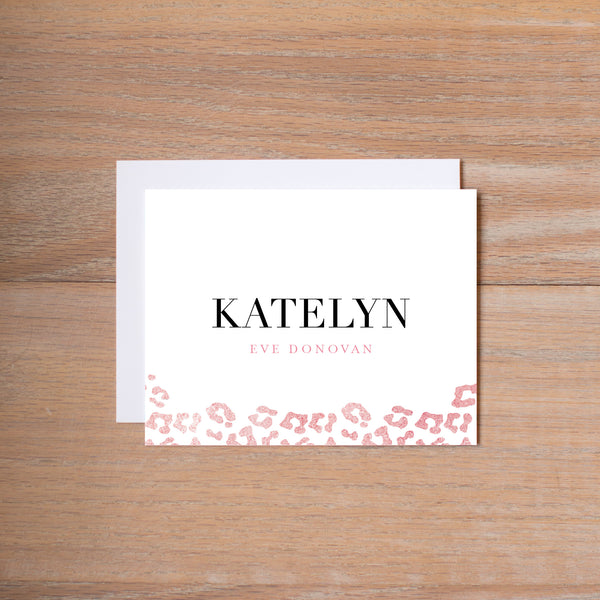Cheetah Glimmer personal note card (if you choose to print with us, you will also receive envelopes with your note cards)