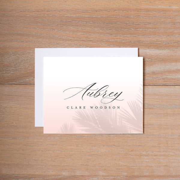 Palm Shadows personal note card (if you choose to print with us, you will also receive envelopes with your note cards)