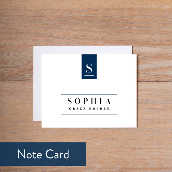Chic Initial note card