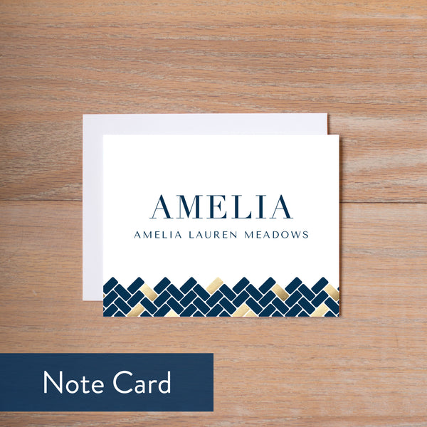 Golden Herringbone note card