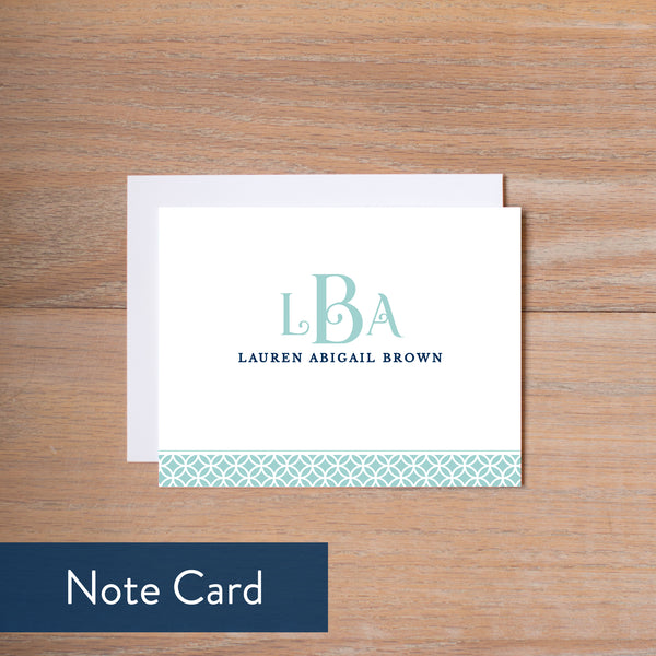 Pool Lattice Monogram note card