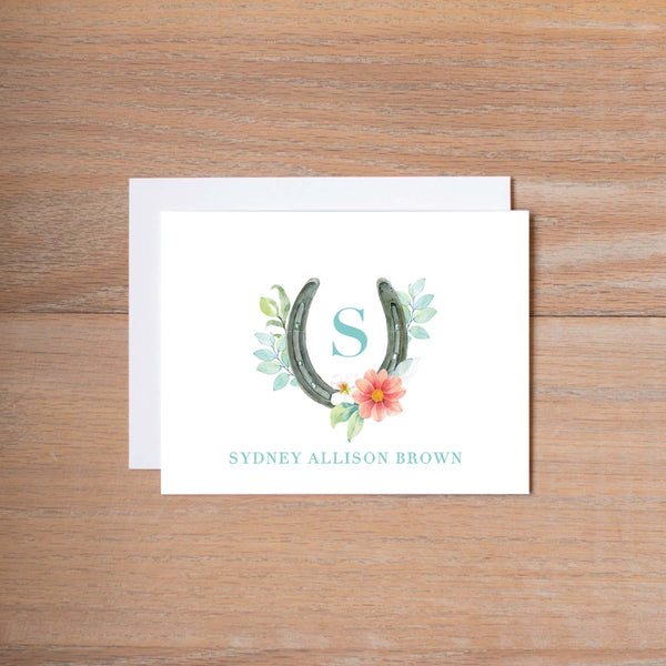 Sweet Horseshoe personal note card (if you choose to print with us, you will also receive envelopes with your note cards)