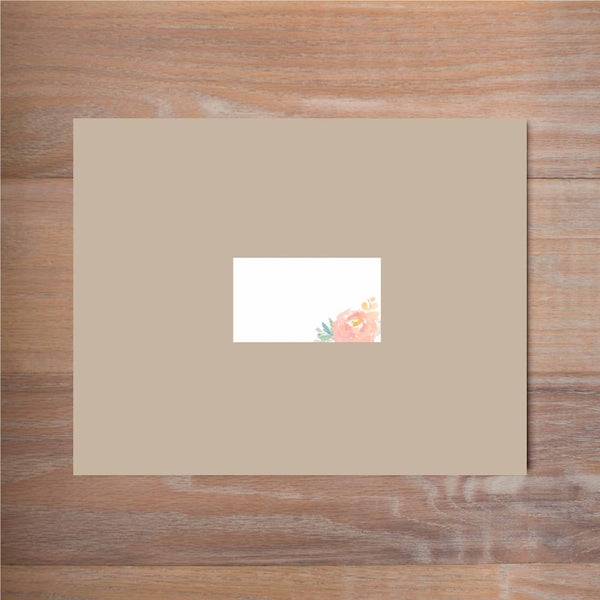 Peony Garden mailing label shown on Kraft presentation envelope (not included in price but available as an add-on to your purchase)