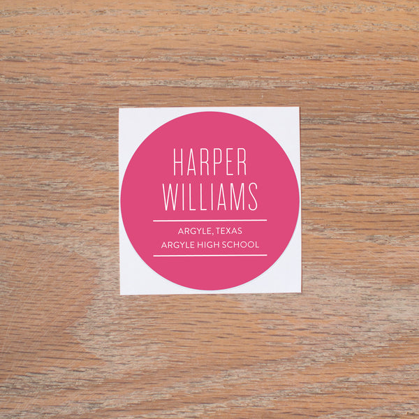 Big Name Personal Sticker shown in Peony & White