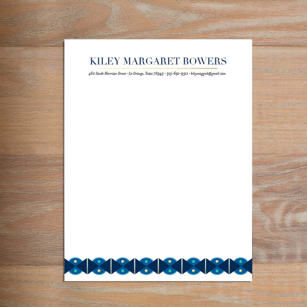 Deco Band social resume letterhead without formatting shown in Night & Cobalt