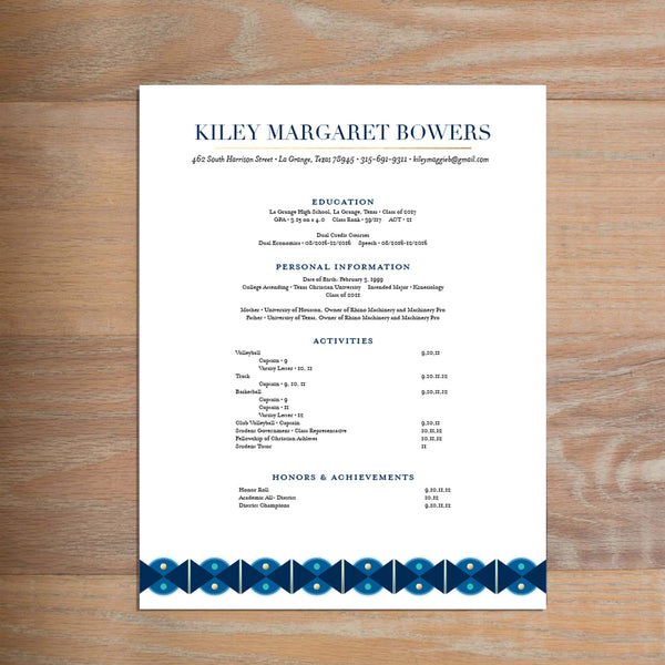 Deco Band resume shown with full formatting