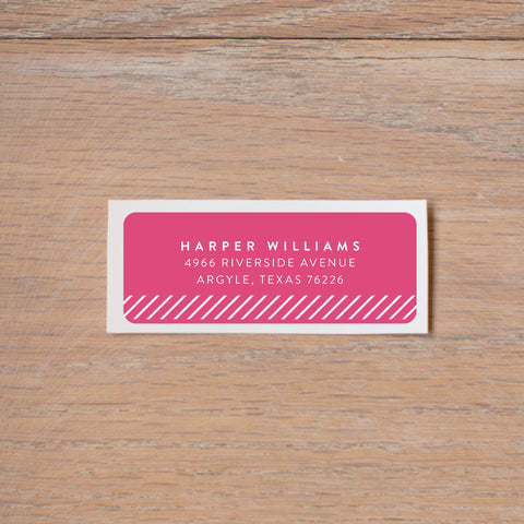 Big Name return (home) address label shown in Peony