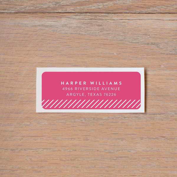 Big Name return (home) address label shown in Peony & White