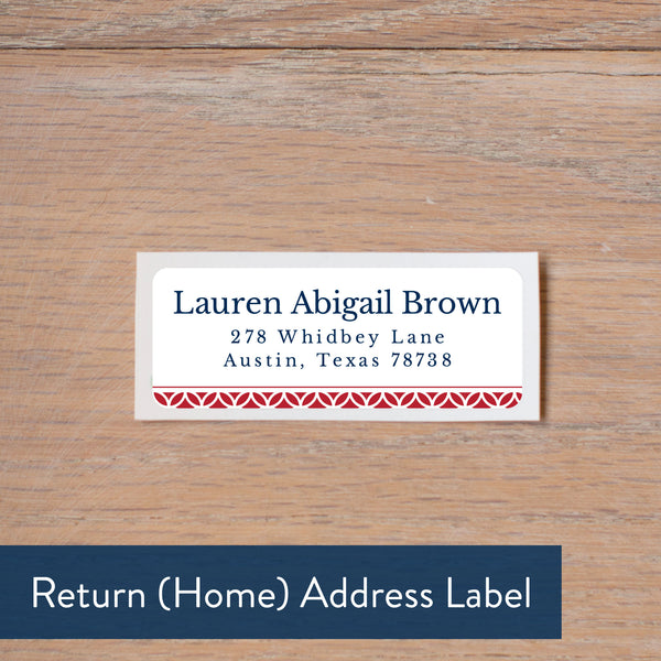 Red Lattice Monogram return address label