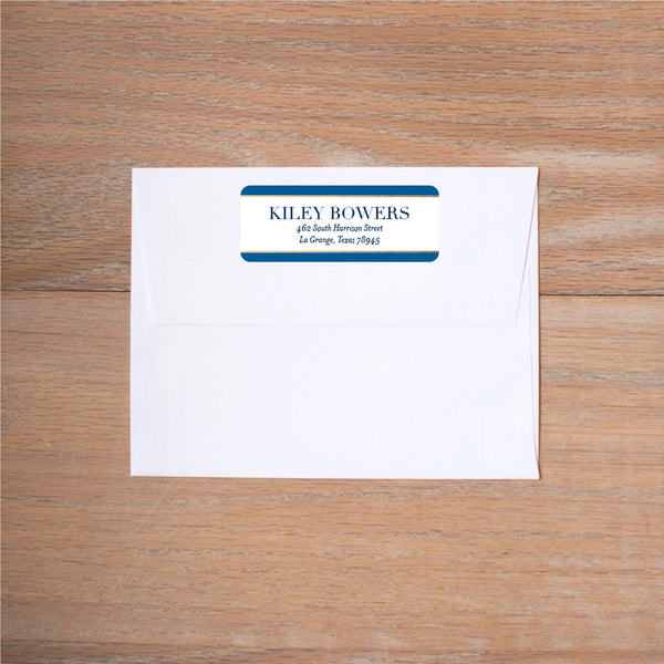 Deco Band Return (Home) Address Label shown in Night & Cobalt