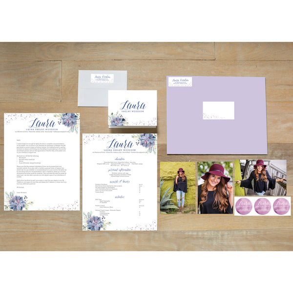 Succulent Garden sorority packet shown with Plum presentation envelope