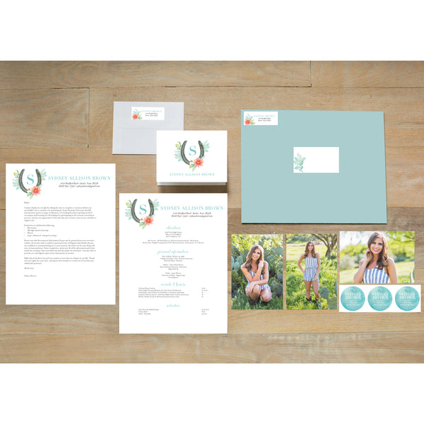 Sweet Horseshoe sorority packet shown with Pool presentation envelope