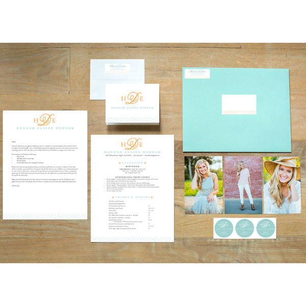 Sweet Monogram sorority packet shown with Pool presentation envelope