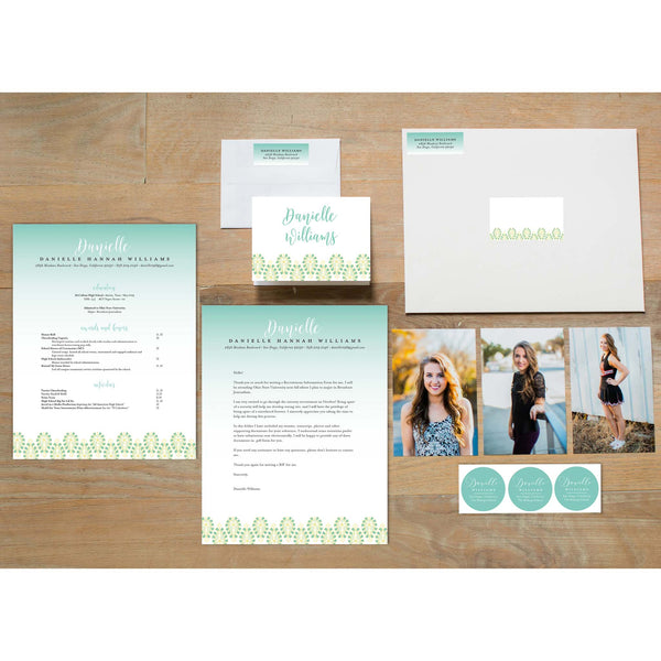 Fresh Paisley sorority packet shown with presentation envelope