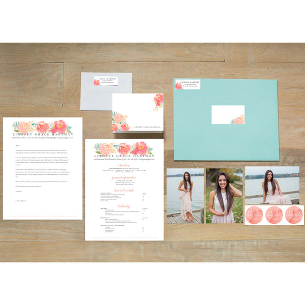 Peony Garden sorority packet shown with Pool presentation envelope