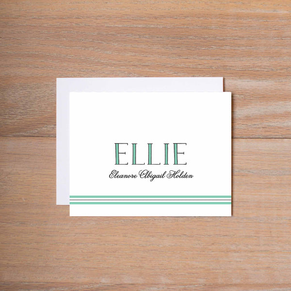 Preppy Name personal note card (if you choose to print with us, you will also receive envelopes with your note cards)