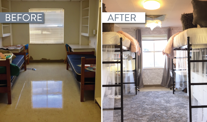 Behind the scenes of a dramatic Texas State dorm transformation that went viral!