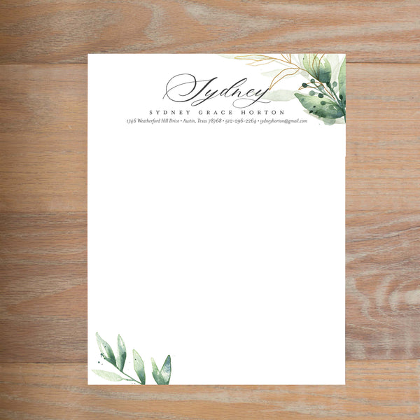 Golden Greenery social resume letterhead without formatting shown in Black