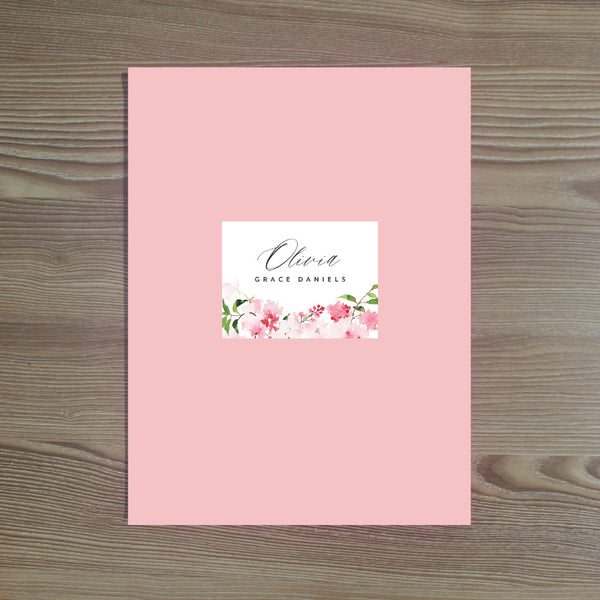 Pink Blossoms Personalized Folder Sticker shown in Blossom
