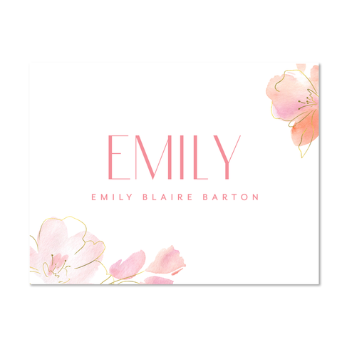 Delicate Blooms Personalized Folder Sticker shown in Pewter