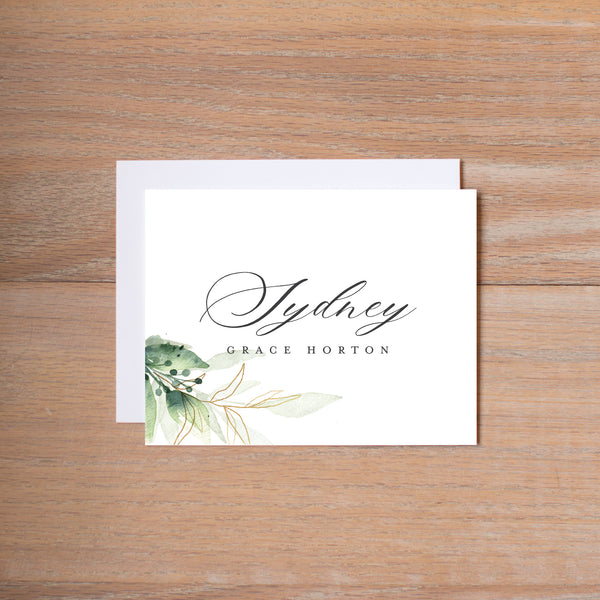 Golden Greenery personal note card