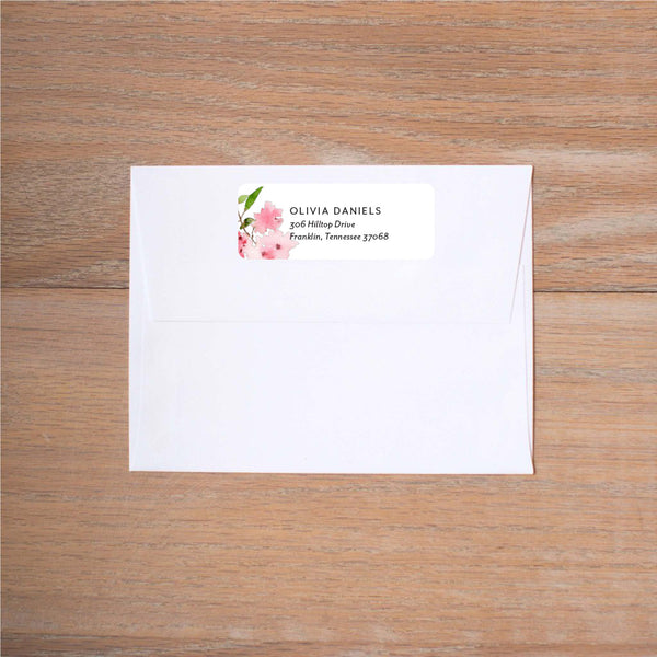 Pink Blossoms Return (Home) Address Label