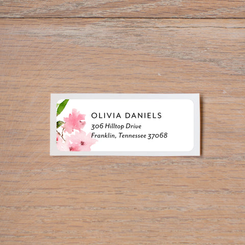 Pink Blossoms Return (Home) Address Label