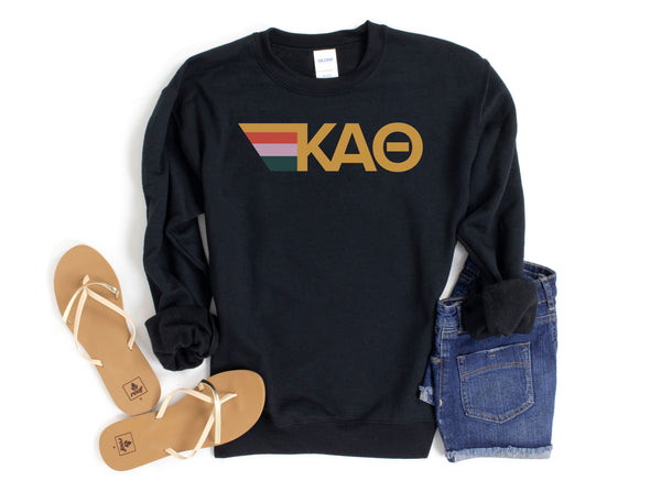 Curry Kappa Alpha Theta Black Retro Stripes Sorority Sweatshirt