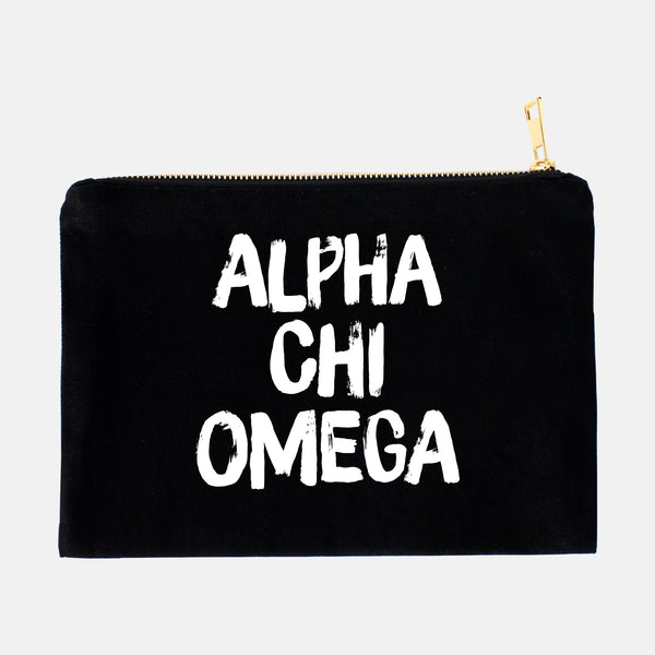 Alpha Chi Omega Black and White Greek Cosmetic Bag