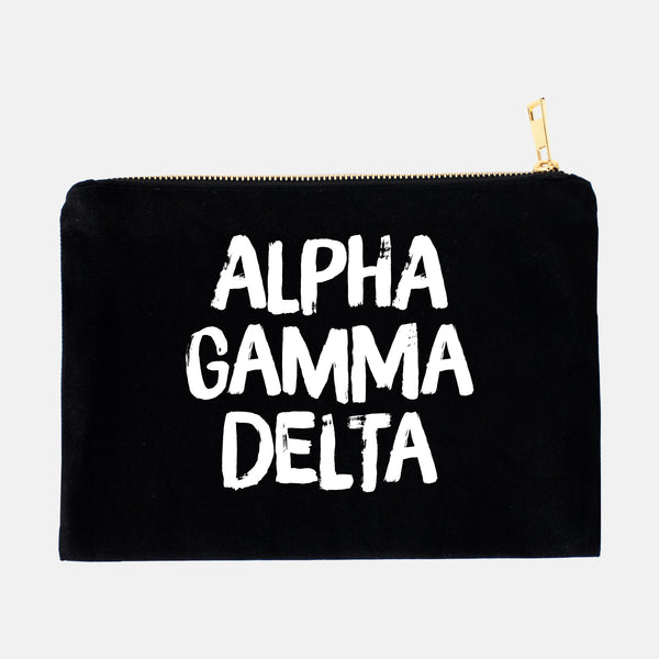 Alpha Gamma Delta Black and White Greek Cosmetic Bag