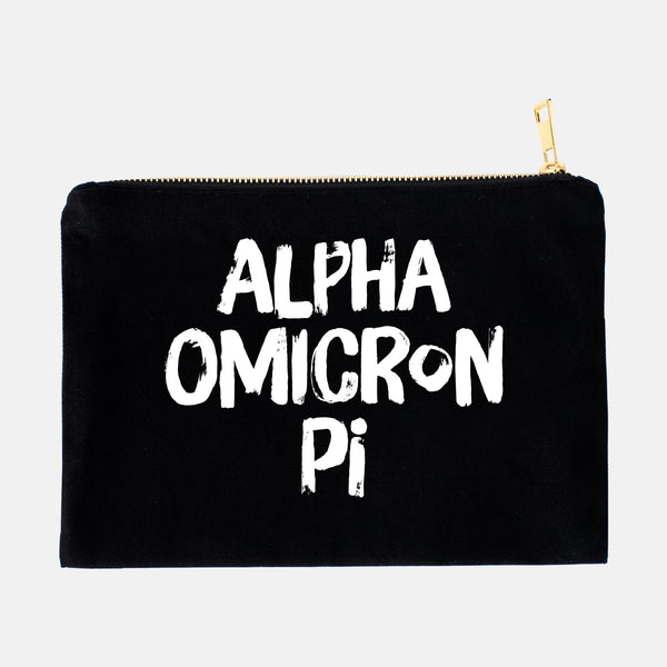 Alpha Omicron Pi Black and White Greek Cosmetic Bag