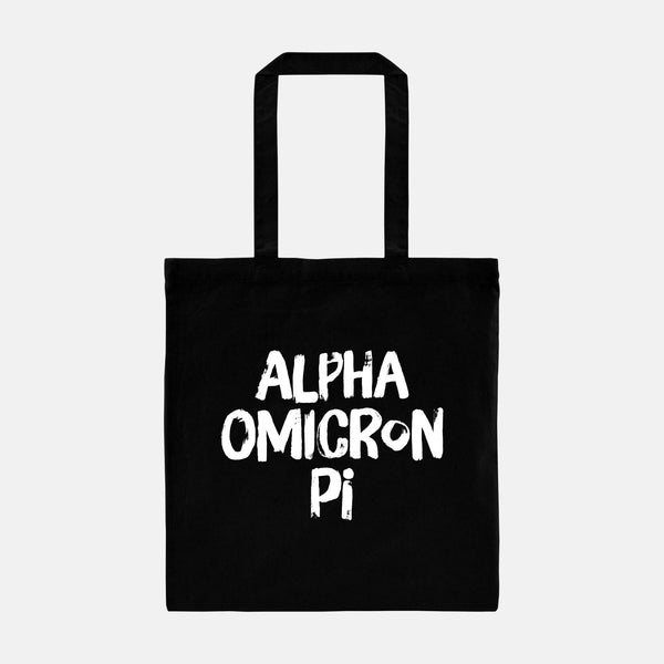 Alpha Omicron Pi Black and White Greek Tote