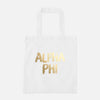 Alpha Phi Gold Foil Greek Tote
