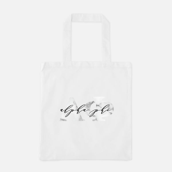 Alpha Phi Marble Greek Letters Tote