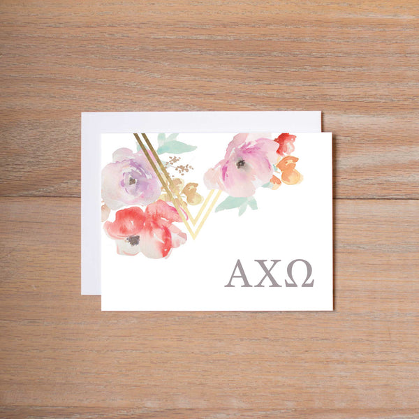 Alpha Chi Omega Geometric Bouquet Sorority Note Cards