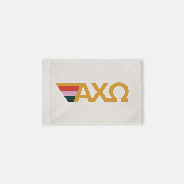 Alpha Chi Omega Curry Retro Stripes Greek Letter Flag