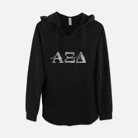 Alpha Chi Omega Marble & Black Sorority Hooded Sweatshirt