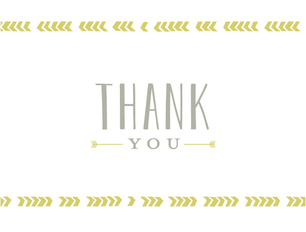 Boho Chic generic thank you cards in Chartreuse