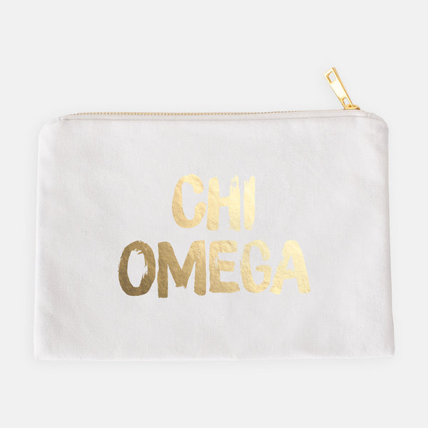 Chi Omega Gold Foil Greek Cosmetic Bag