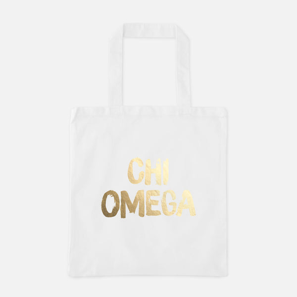 Chi Omega Gold Foil Greek Tote